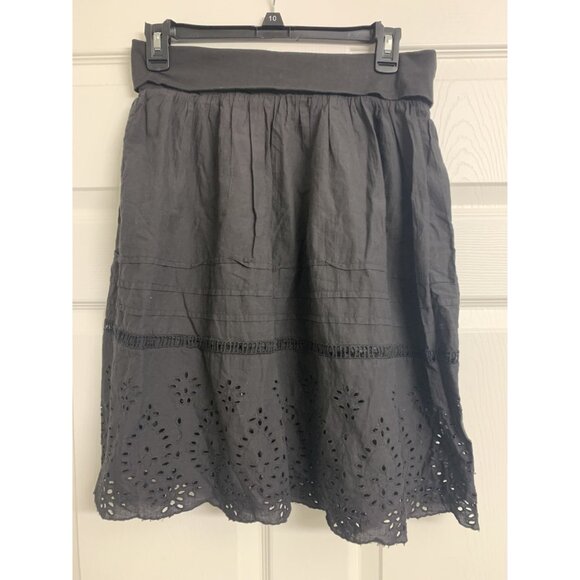 S.R. Fashion 100% Cotton Eyelet A Line Black Skirt Size S - Picture 3 of 5